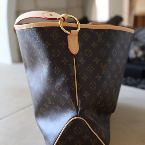 Brown Monogram Shoulder Bag with Tan Trim - Picture 2 of 11